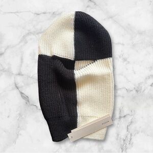 Aqua Black and White Knit Beanie/face cover